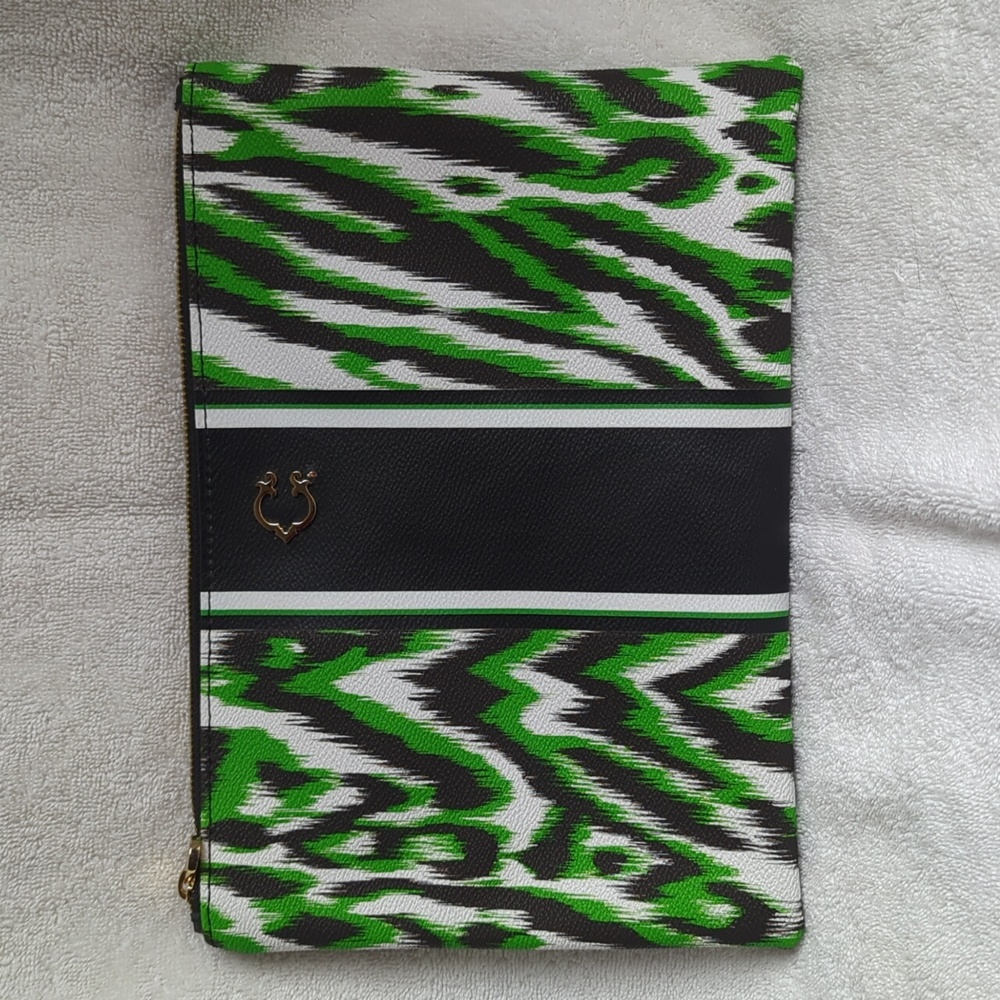 C. Wonder zip clutch in ikat print